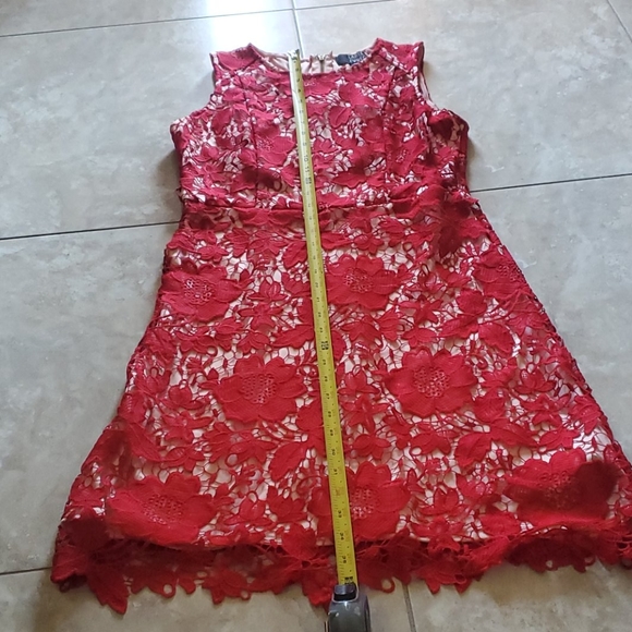 EASTER😇 Sheath Lace Red Dress w/Tan Lining - Picture 2 of 12